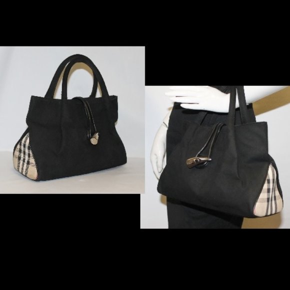 Burberry Handbags - 24 Hr flash Burberry Nova Check Sides Silver Horn Toggle Tote Handbag Bag Purse